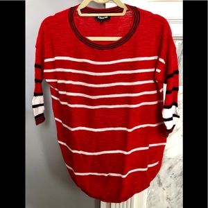 EXPRESS Women’s lightweight knit top. Red, black & white stripe. Size XS. GUC